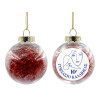 Transparent Christmas tree ball ornament with red filling 8cm