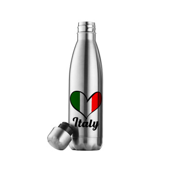 Italy flag, Μεταλλικό παγούρι θερμός Inox (Stainless steel), διπλού τοιχώματος, 500ml