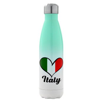 Italy flag, Metal mug thermos Green/White (Stainless steel), double wall, 500ml