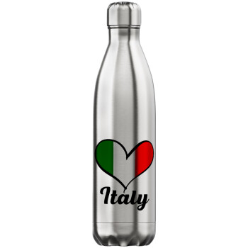 Italy flag, Inox (Stainless steel) hot metal mug, double wall, 750ml