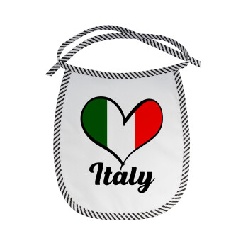 Italy flag, Σαλιάρα μωρού αλέκιαστη με κορδόνι Μαύρη
