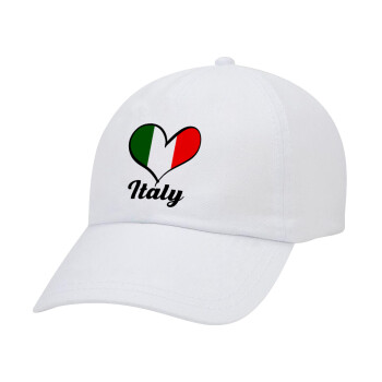 Italy flag, Καπέλο Ενηλίκων Baseball Λευκό 5-φύλλο (POLYESTER, ΕΝΗΛΙΚΩΝ, UNISEX, ONE SIZE)