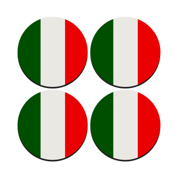 Italy flag, SET of 4 round wooden coasters (9cm)