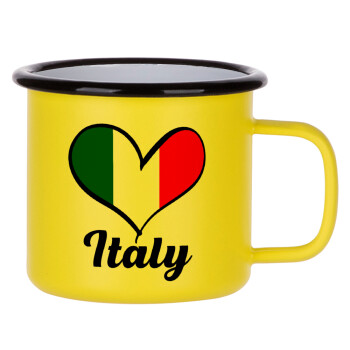 Italy flag, Metallic enamel MATT Yellow cup 360ml