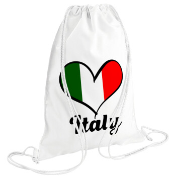 Italy flag, Backpack pouch GYMBAG white (28x40cm)