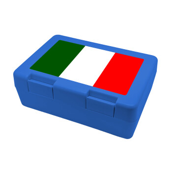 Italy flag, Παιδικό δοχείο κολατσιού ΜΠΛΕ 185x128x65mm (BPA free πλαστικό)