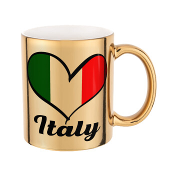 Italy flag, Mug ceramic, gold mirror, 330ml
