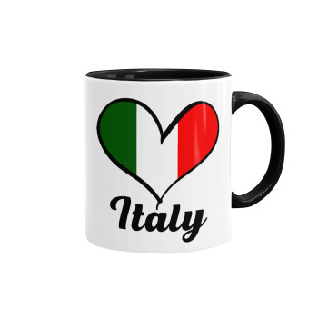 Italy flag, Mug colored black, ceramic, 330ml