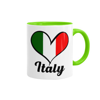 Italy flag, Κούπα χρωματιστή βεραμάν, κεραμική, 330ml