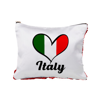 Italy flag, Red sequin cosmetic bag