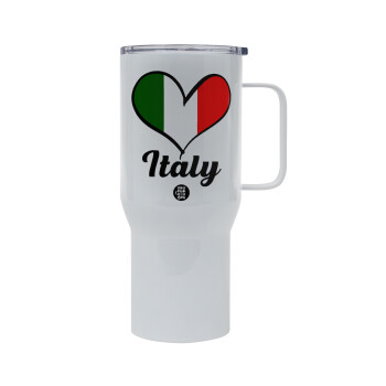 Italy flag, Mega Stainless steel Tumbler with lid, double wall 750L