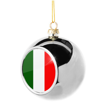 Italy flag, Silver 8cm Christmas tree ball ornament