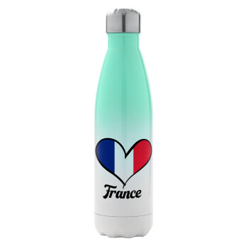 France flag, Metal mug thermos Green/White (Stainless steel), double wall, 500ml