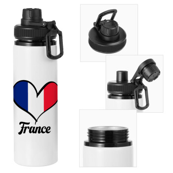France flag, Μεταλλικό παγούρι νερού με καπάκι ασφαλείας, αλουμινίου 850ml