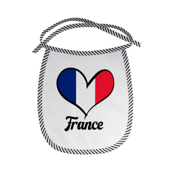 France flag, Σαλιάρα μωρού αλέκιαστη με κορδόνι Μαύρη