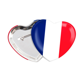 France flag, Κονκάρδα παραμάνα καρδιά (57x52mm)
