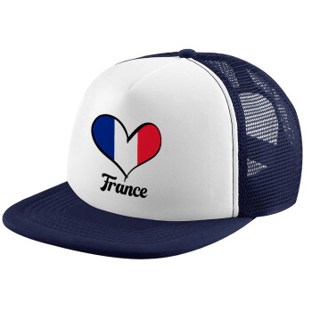 France flag, Καπέλο παιδικό Soft Trucker με Δίχτυ ΜΠΛΕ ΣΚΟΥΡΟ/ΛΕΥΚΟ (POLYESTER, ΠΑΙΔΙΚΟ, ONE SIZE)