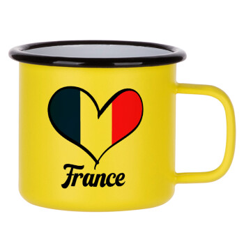 France flag, Metallic enamel MATT Yellow cup 360ml