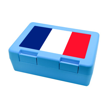 France flag, Παιδικό δοχείο κολατσιού ΓΑΛΑΖΙΟ 185x128x65mm (BPA free πλαστικό)