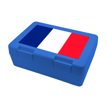 France flag, Παιδικό δοχείο κολατσιού ΜΠΛΕ 185x128x65mm (BPA free πλαστικό)