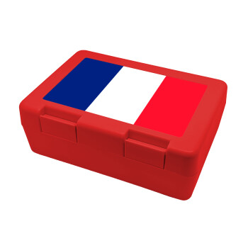 France flag, Παιδικό δοχείο κολατσιού ΚΟΚΚΙΝΟ 185x128x65mm (BPA free πλαστικό)