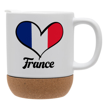 France flag, Ceramic coffee mug Cork (MAT), 330ml (1pcs)