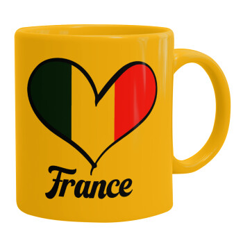 France flag, Ceramic coffee mug yellow, 330ml