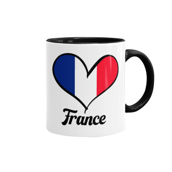 France flag, Mug colored black, ceramic, 330ml