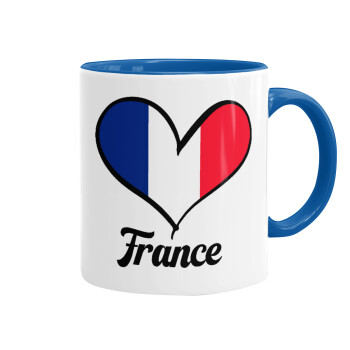 France flag, Κούπα χρωματιστή μπλε, κεραμική, 330ml