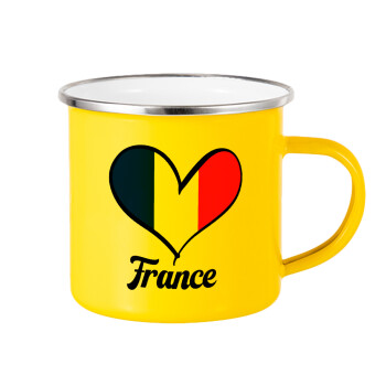 France flag, Yellow Enamel Metallic Cup 360ml