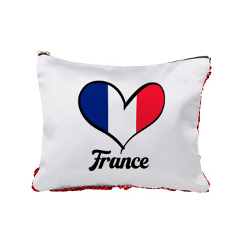 France flag, Red sequin cosmetic bag