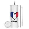 Eco friendly stainless steel tumbler 600ml, with metal straw & cleaning brush