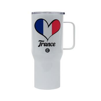 France flag, Mega Stainless steel Tumbler with lid, double wall 750L