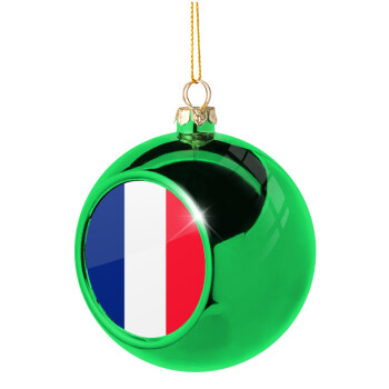 France flag, Green Christmas tree ornament ball 8cm