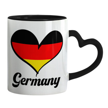 Germany flag, Mug heart black handle, ceramic, 330ml