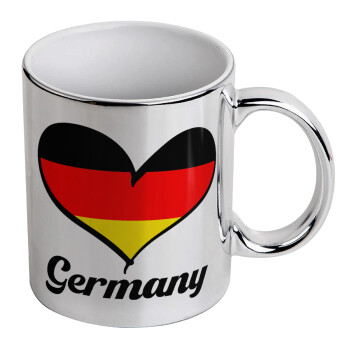 Germany flag, Mug ceramic, silver mirror, 330ml