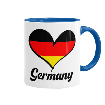 Germany flag, Κούπα χρωματιστή μπλε, κεραμική, 330ml