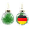 Transparent Christmas tree ball ornament with green filling 8cm