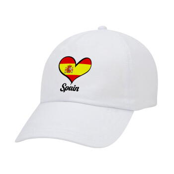 Spain flag, Καπέλο Ενηλίκων Baseball Λευκό 5-φύλλο (POLYESTER, ΕΝΗΛΙΚΩΝ, UNISEX, ONE SIZE)