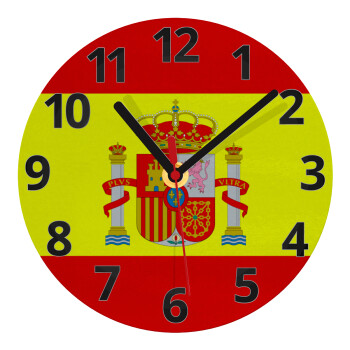 Spain flag, Ρολόι τοίχου γυάλινο (20cm)