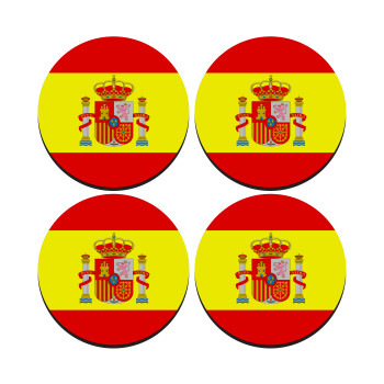 Spain flag, SET of 4 round wooden coasters (9cm)