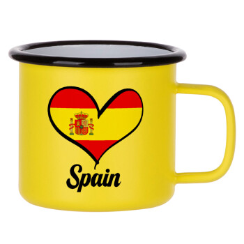 Spain flag, Metallic enamel MATT Yellow cup 360ml