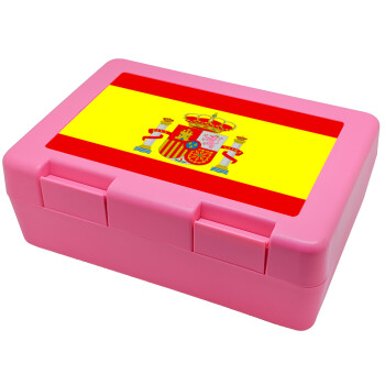 Spain flag, Children's cookie container PINK 185x128x65mm (BPA free plastic)