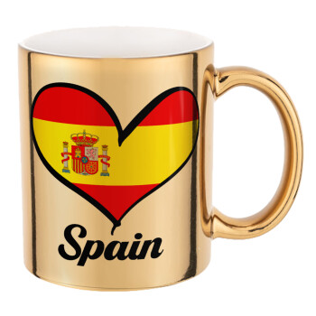 Spain flag, Mug ceramic, gold mirror, 330ml