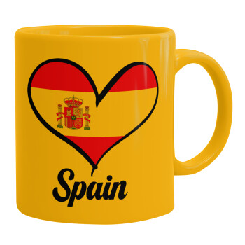 Spain flag, Ceramic coffee mug yellow, 330ml (1pcs)