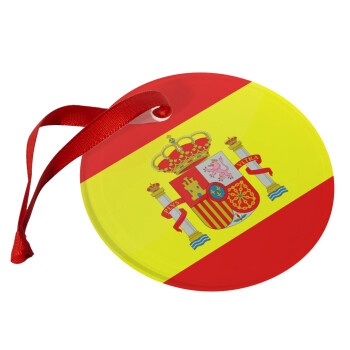 Spain flag, Χριστουγεννιάτικο στολίδι γυάλινο 9cm