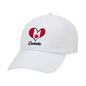 Canada flag, Καπέλο Ενηλίκων Baseball Λευκό 5-φύλλο (POLYESTER, ΕΝΗΛΙΚΩΝ, UNISEX, ONE SIZE)