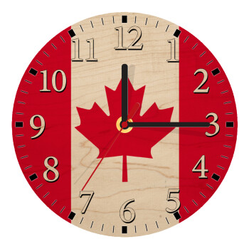 Canada flag, Ρολόι τοίχου ξύλινο plywood (20cm)