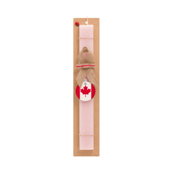 Canada flag, Easter Set, wooden keychain & scented flat Easter candle (30cm) (PINK)