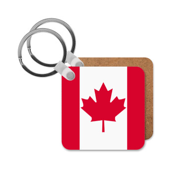 Canada flag, Μπρελόκ Ξύλινο τετράγωνο MDF